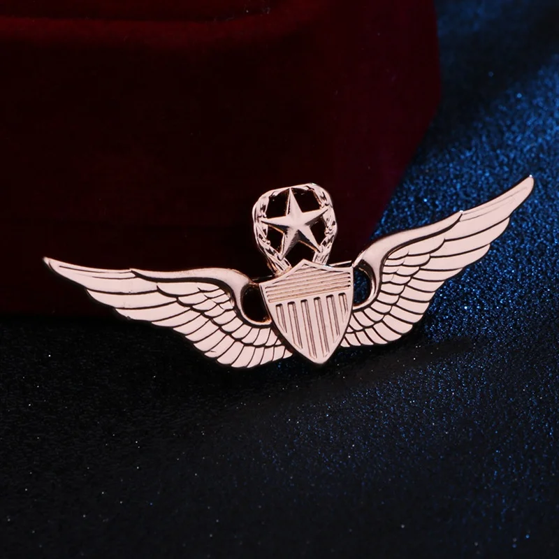 USA aviation gifts souvenir safty security gold sliver metal pilot wings badge eagle for suit