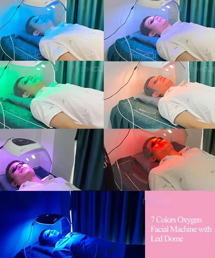 LED Photon Therapy Spray Machine Skin Rejuvenation and Lightening Facial Treatment with Oxygen Jet Facial Mask Device