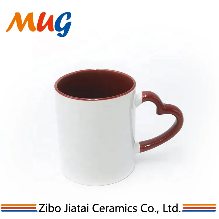 11oz white porcelain mugs manufacturer plain sublimation heart handle modern custom printed ceramic coffee mug with logo