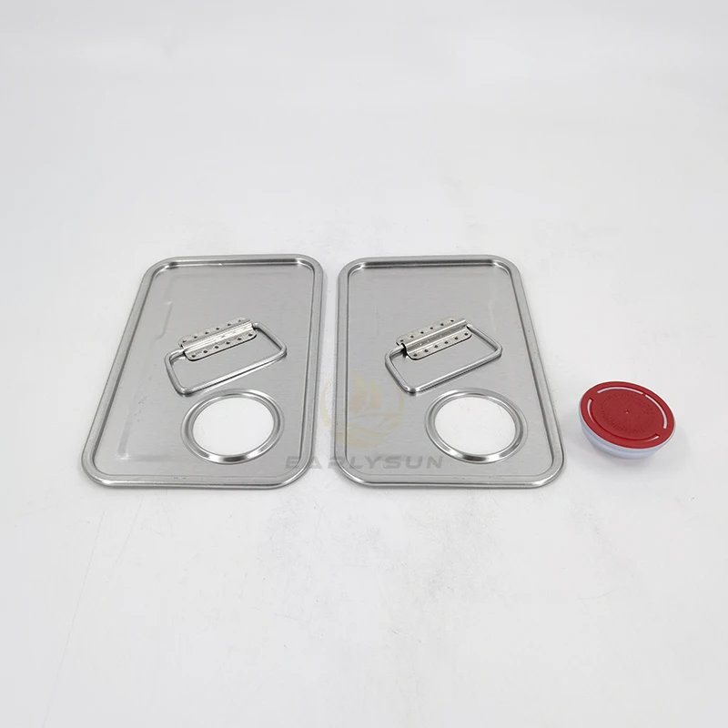 Custom  Tin Can Assembly Accessories Square Tin Can Top and Bottom Engine Oil Can Component