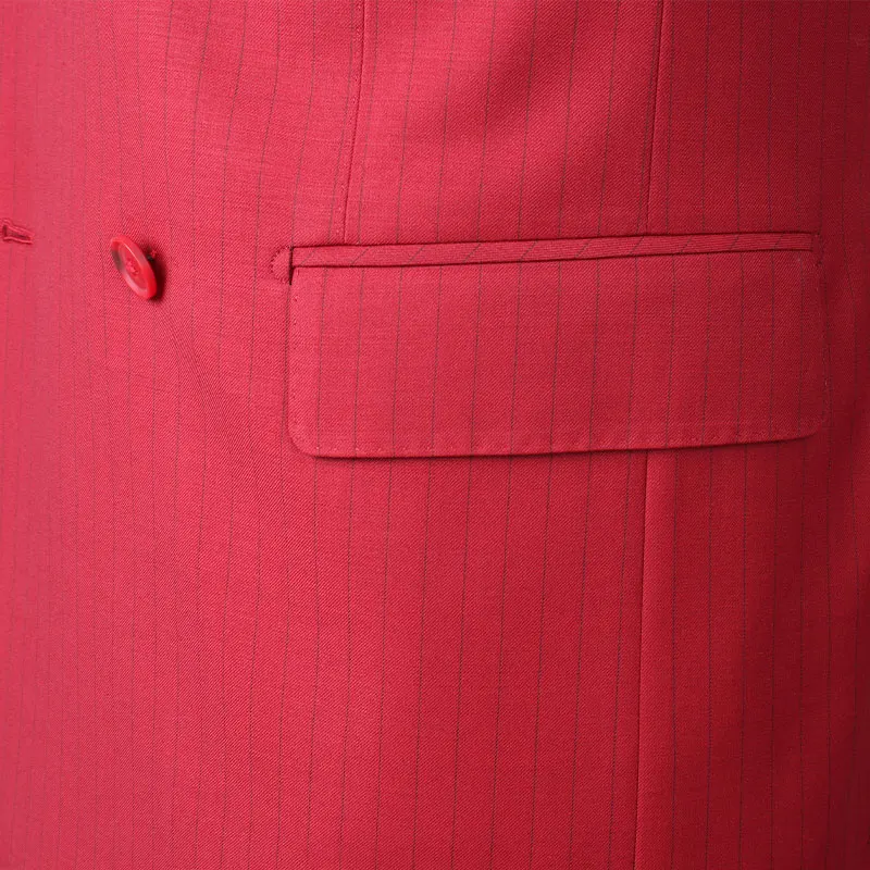 costume homme red double breasted wool 2 pieces business mens suits high quality wedding suit for men