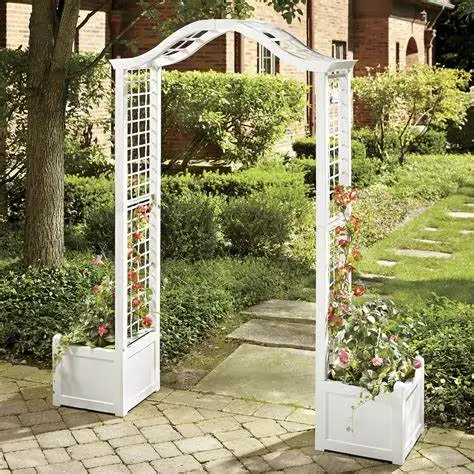USA FR AU UK Hot Sell Outdoor & Wedding Plastic Garden Arch with gate For Plants Climbing