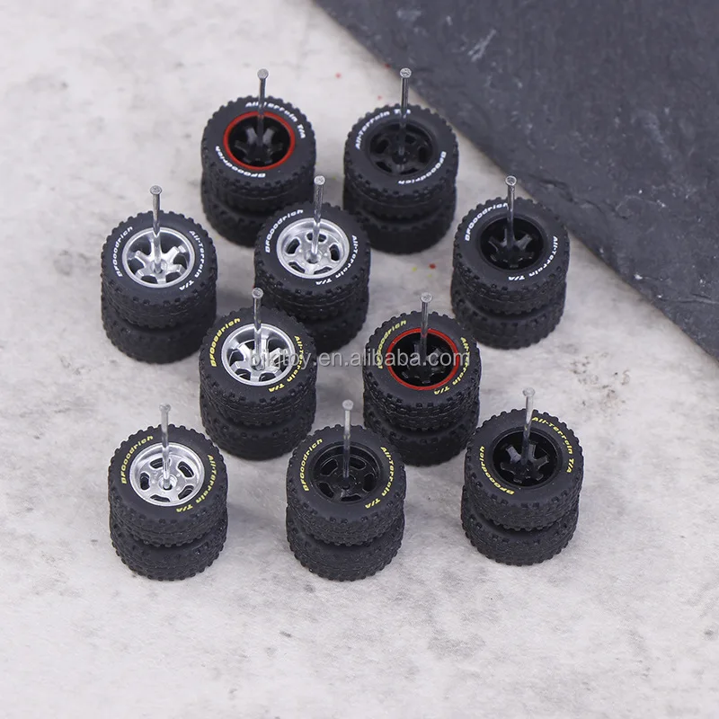 1/64 Abs Plastic Wheels Rubber Tires Mini Modified Parts 15mm Wheel for Off Road SUV Diecast Car Model