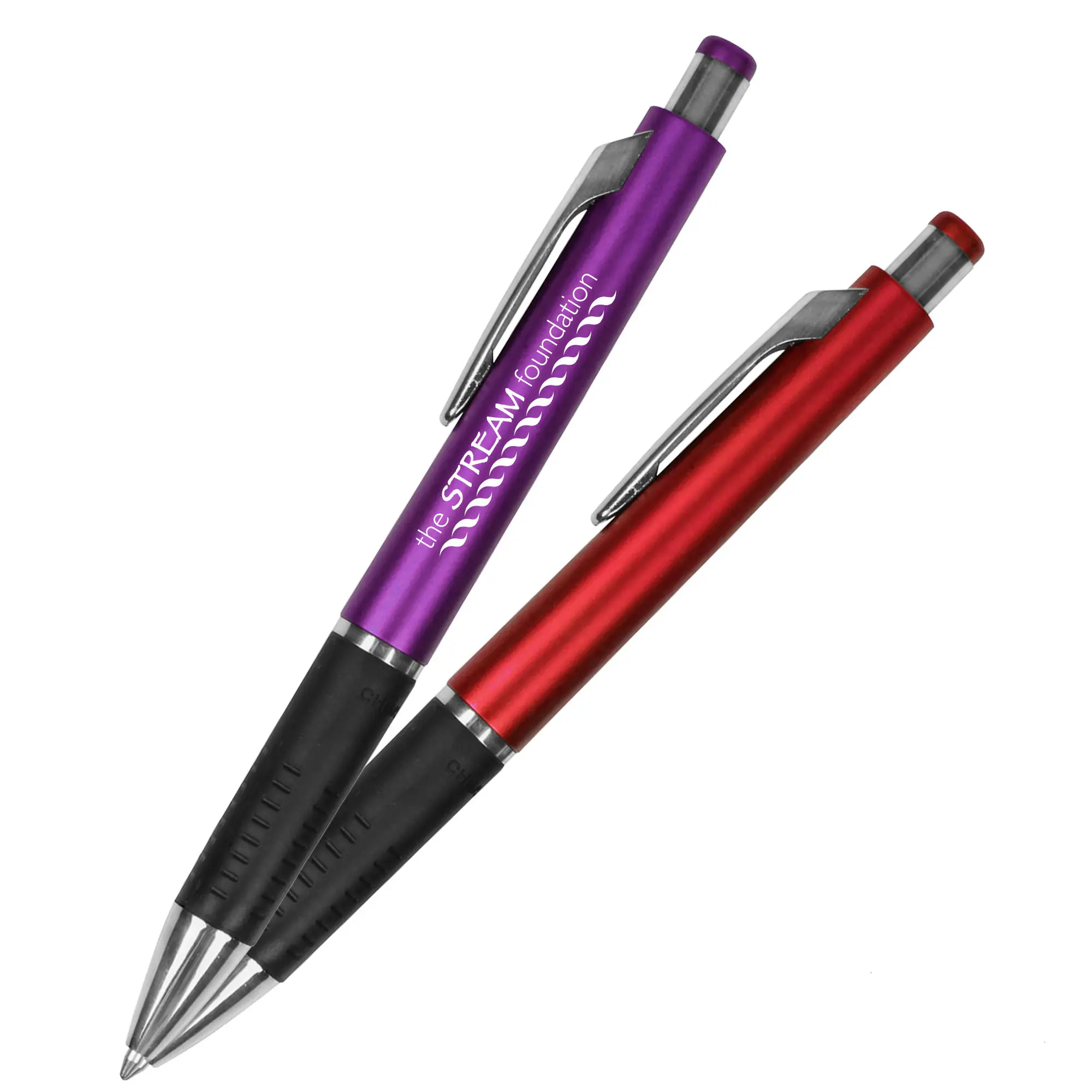 personalized plastic promotional Metallic Rubber Grip ballpoint pens for custom brand logo imprint-ball pen ink