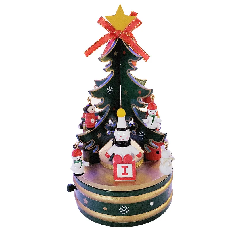 Music Box/Music Jewelry Box wooden rotating christmas tree decorations boxing machine music toys kids  gifts Christmas products
