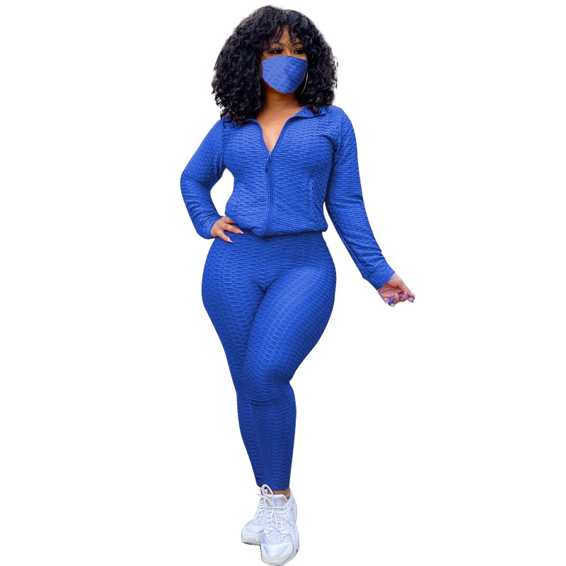 
mouth-muffle yoga pants suit fitness jogger sweatsuit sets for women two piece 