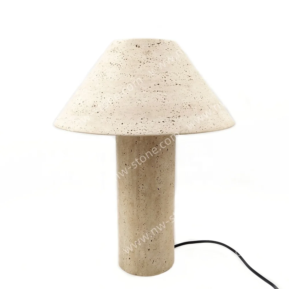 NANWEI Modern Natural Beige Travertine Marble Lamps Custom for Wholesales