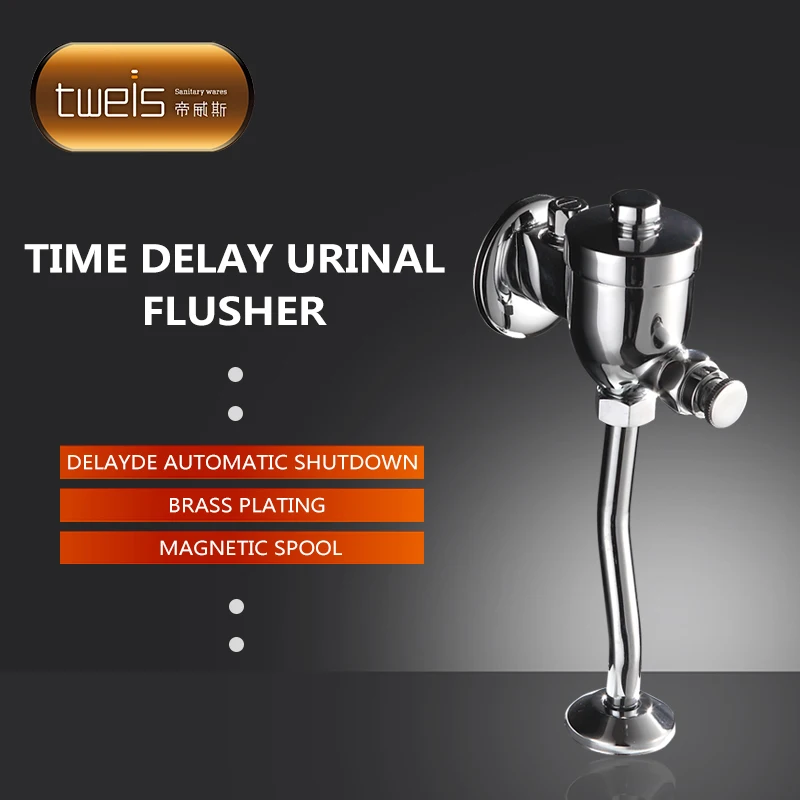Self-closing ajusted consumption time delay urinal flush valve in bathroom toilet flush valves wall mounted