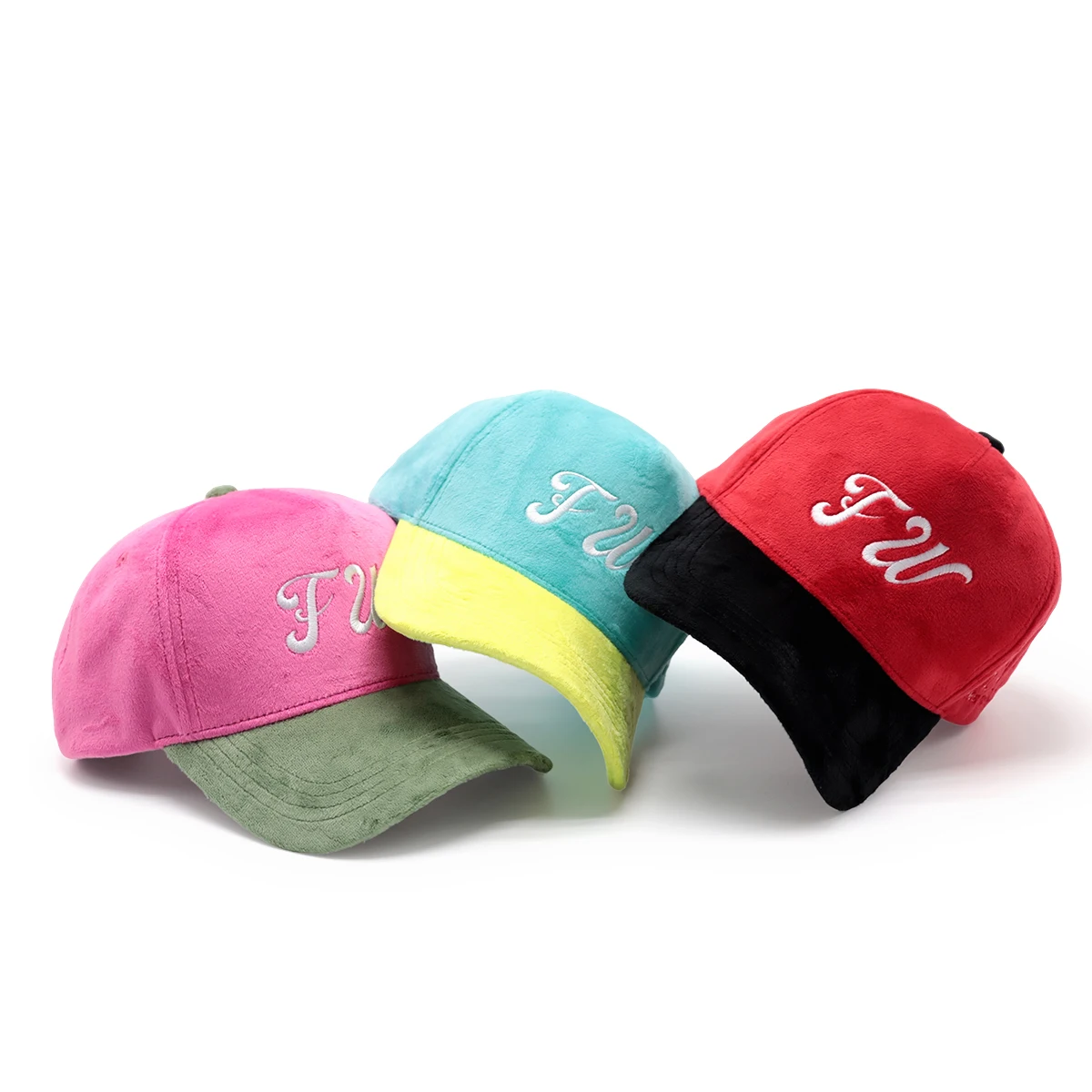 vintage two tone color embroidery logo hat custom velvet baseball caps