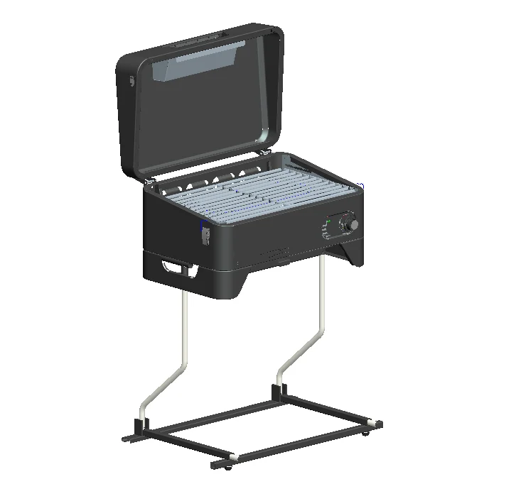 Standard outdoor simple design module black side kick foldable gas bbq grill RV and camping 323-01