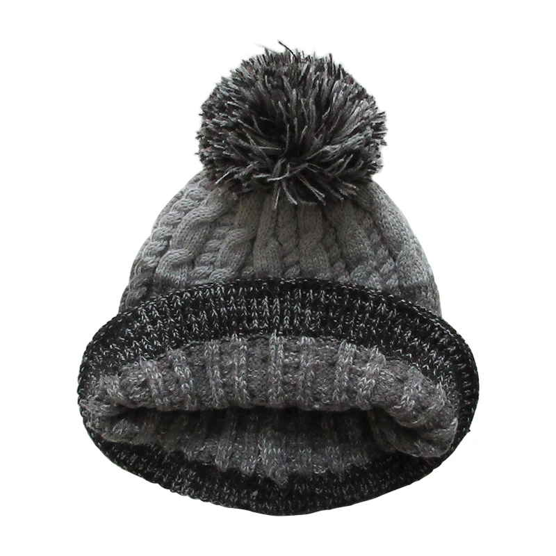 Multicolor Beanie Thick Chunky Cable Acrylic Knitted Bobble Hats