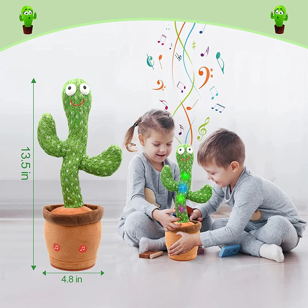 Hot Selling Dancing Cactus Toys Repeat English Songs Plush Cactus Toys Talking Cactus Plush Toy with LED Light for Kids