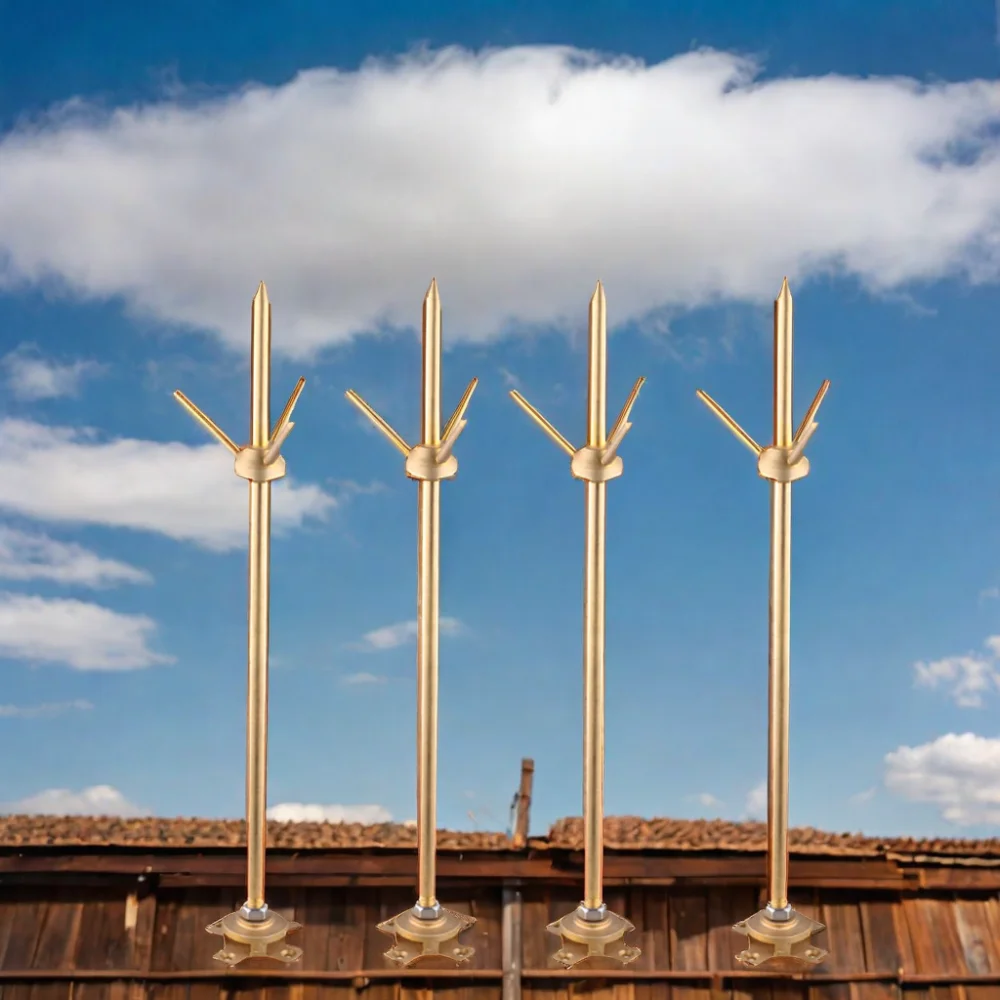Chinese Manufacturer Pure Copper Lightning Conductor Lightning Air Terminal Rod with brass base