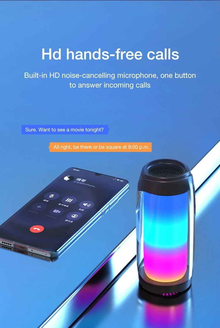 RGB BT Wireless Speaker Mobile Phone Charger Waterproof Set Computer AUX Outdoors Portable Speaker