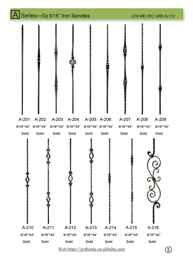 JYD Home Wholesale Indoor Decorative Square 9/16 inch Solid  Forged Stair  Spindle - Double Oval (A-213)  - Factory Direct