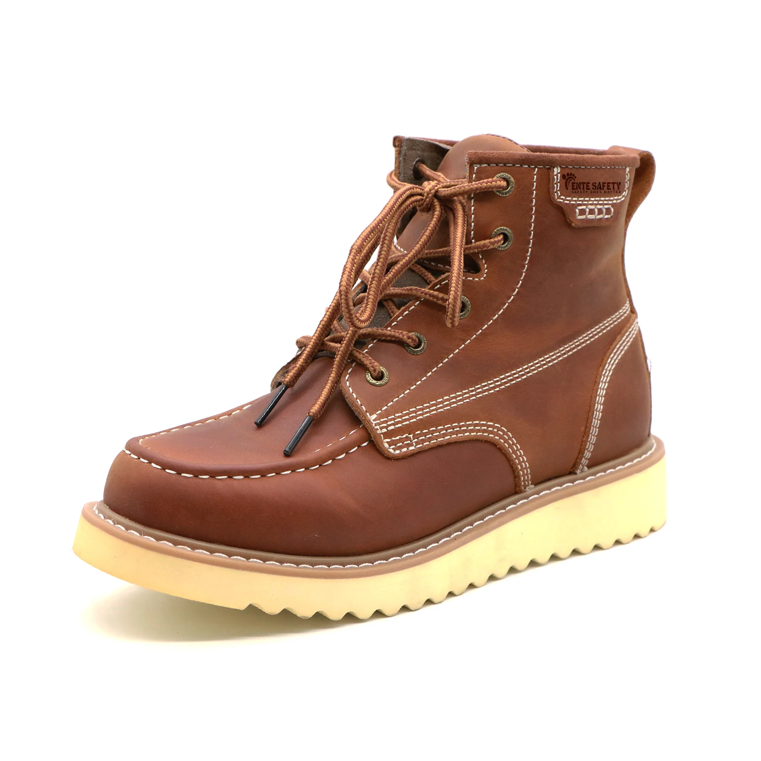 ENTE SAFETY Spot goods brown new design anti-slip anti-smash durable steel toe high cut steel toe work boots safety shoes