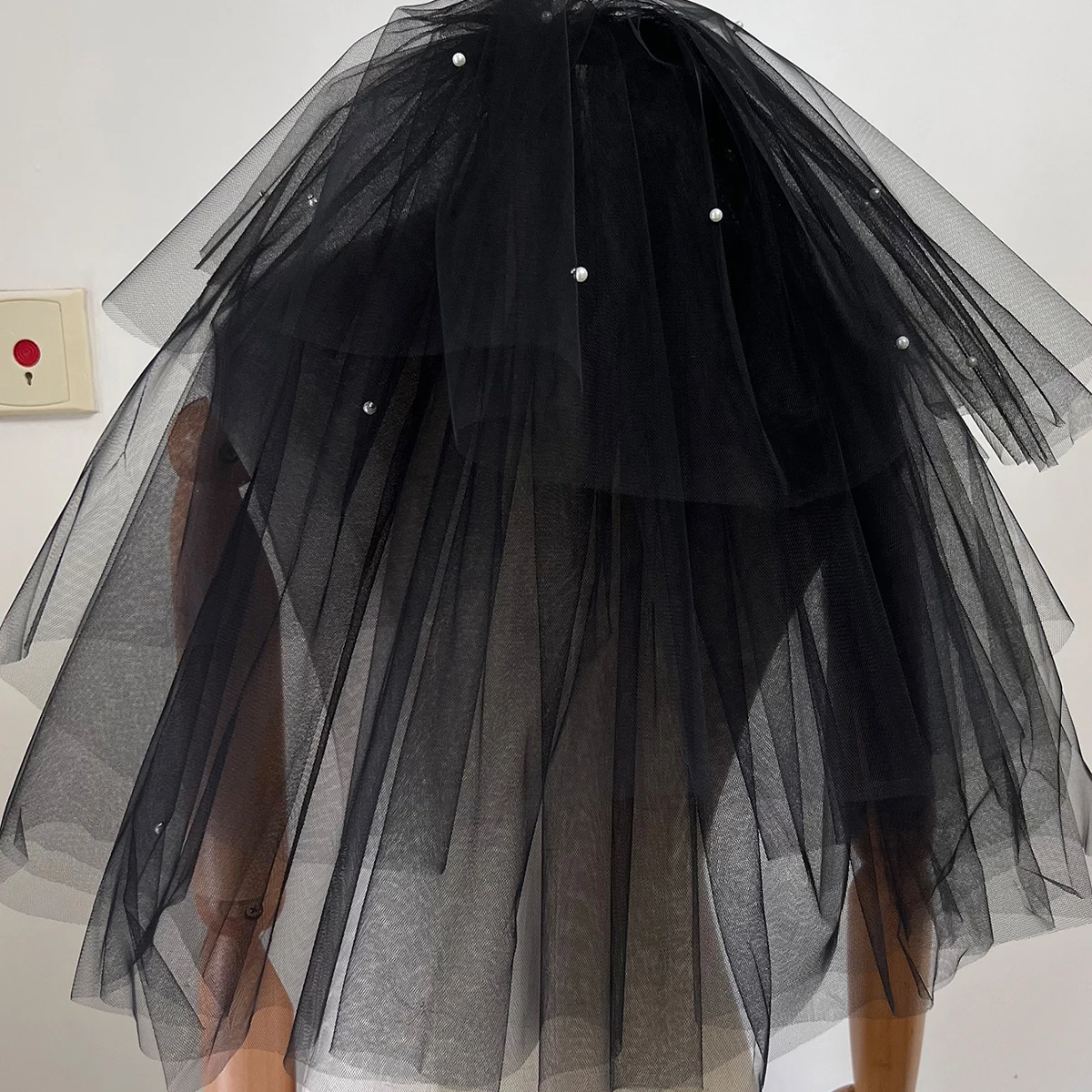 2023 hot White black simple two layer wedding veil accessories party hair band for bride