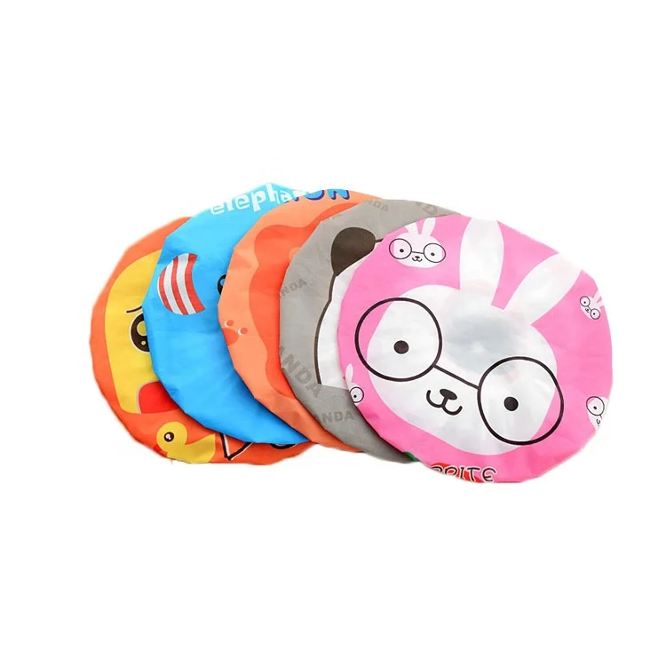 Cartoon Animal Waterproof Shower Bath Hair Cap Resuable Lace Elastic Band Blow Dryer Hair Steamer