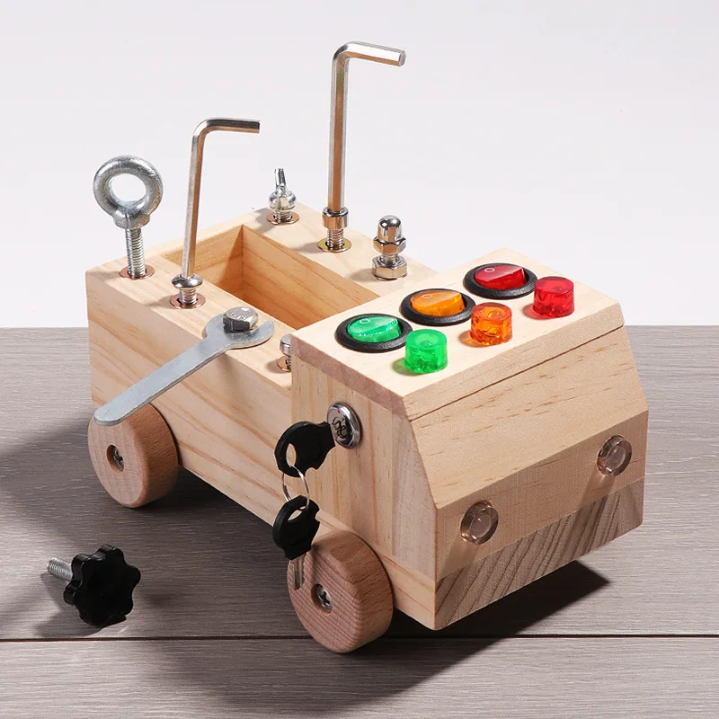 Hot Selling Children Role Play Wooden Trolley Case Toy Kids Pretend Workshop Tool Play Box Set Toys