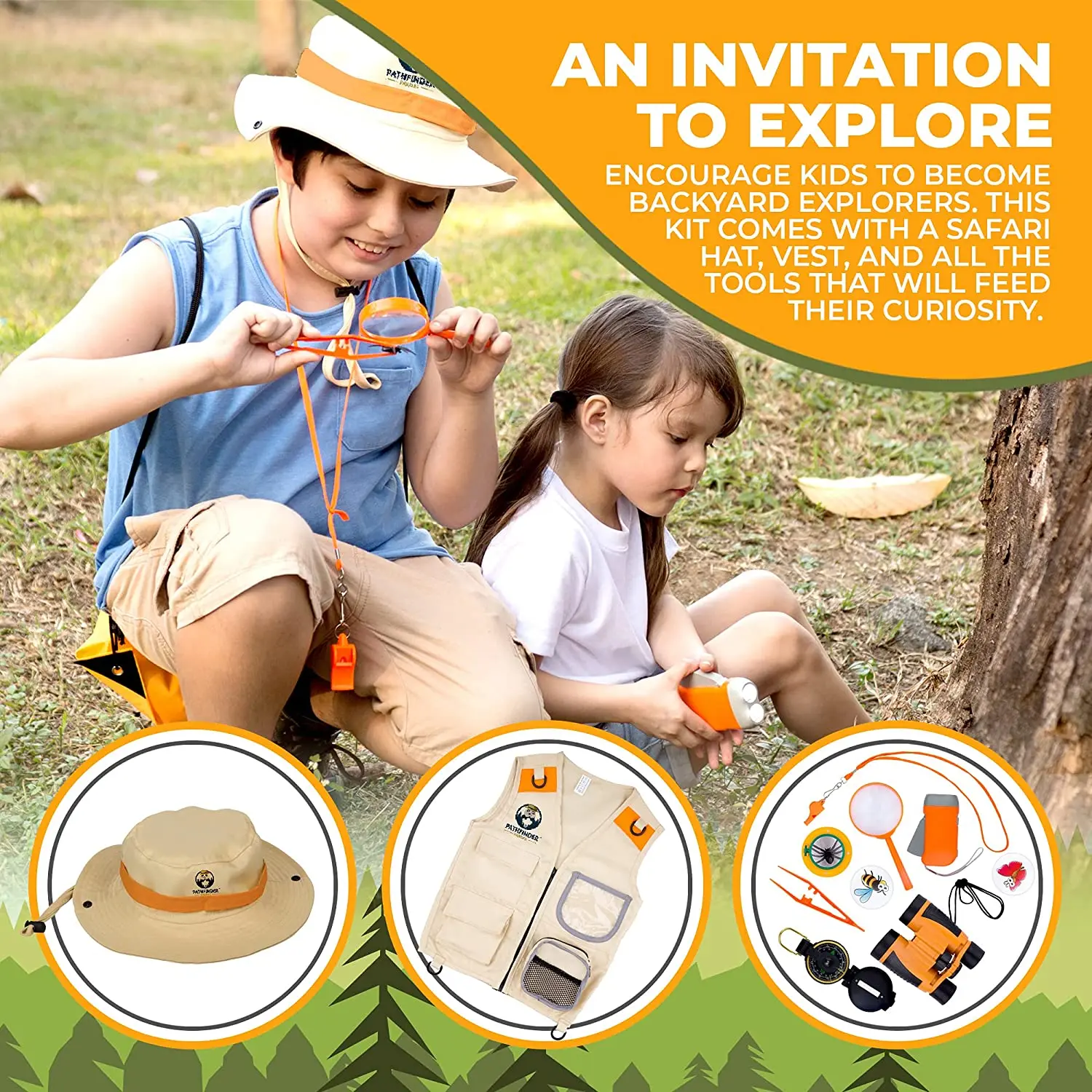Kids Explorer комплект с Сафари жилет и головному убору при-Бесплатная доставка на открытом воздухе подарки игрушки для От 3 до 12 лет
