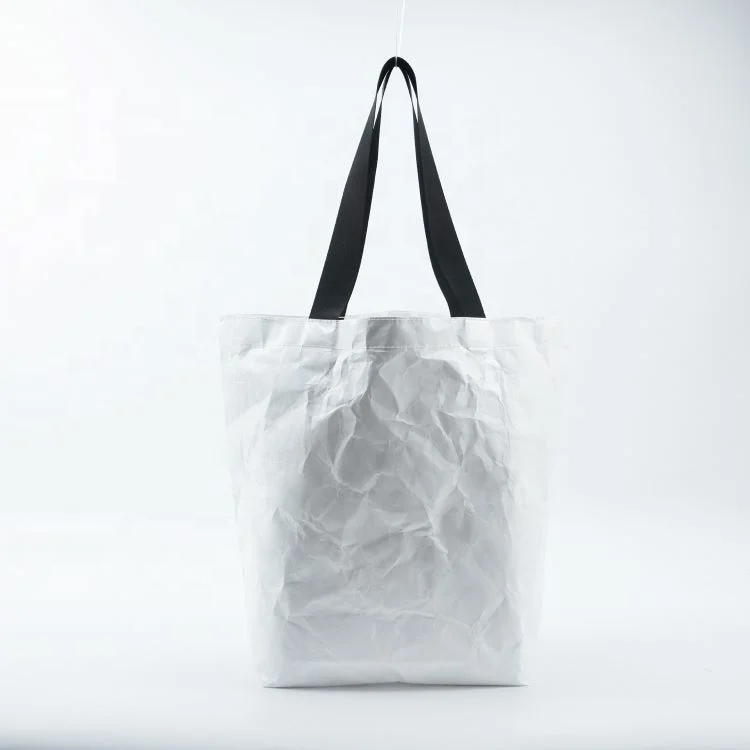 Custom logo printed waterproof dupont tyvek paper bag white light weight tote shopping bag