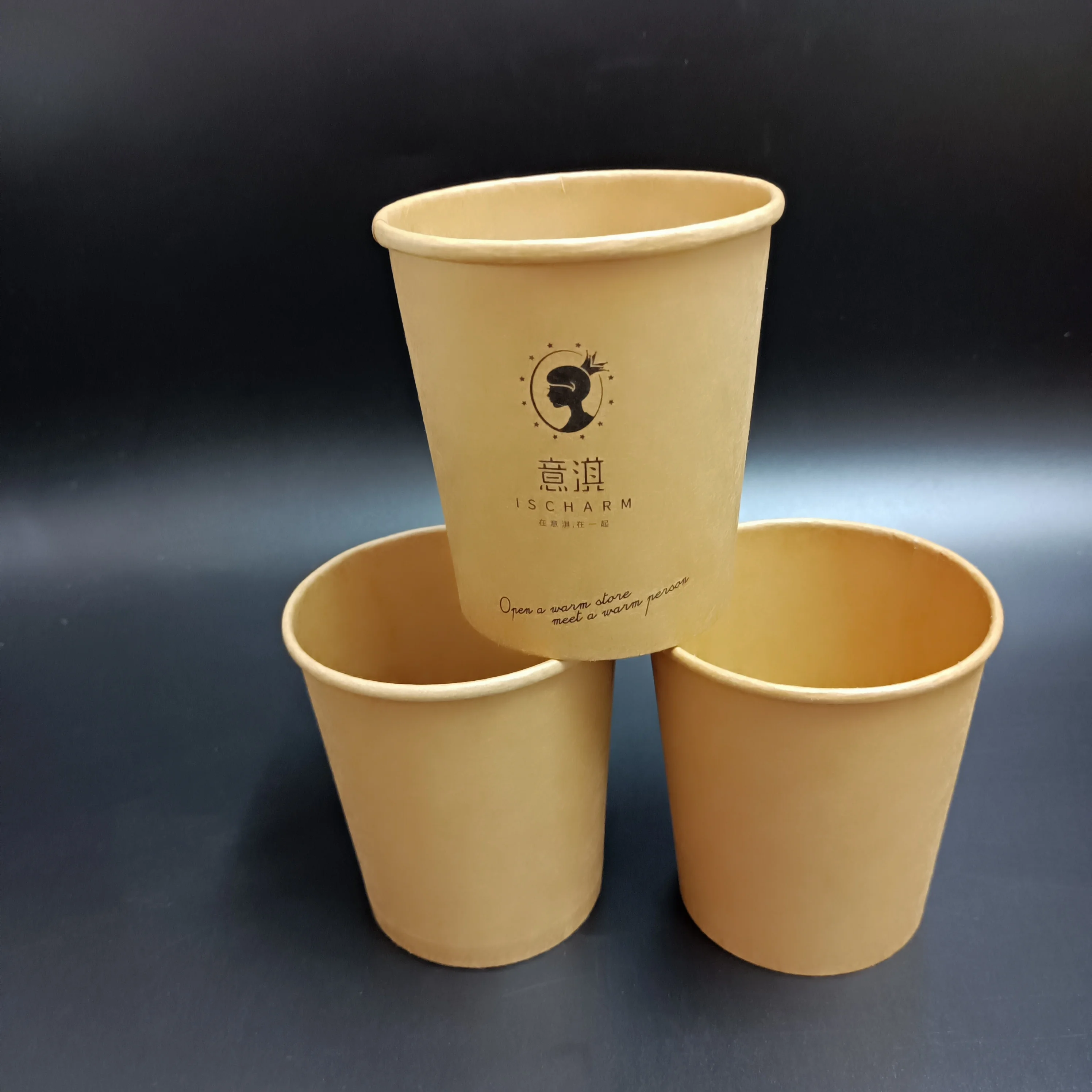 SP1687 Custom disposable hot soup bowls take away kraft paper fast food soup cup with PP Lid deli container for noodle