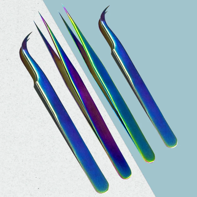 Personalized Private Label Stainless Steel Tweezers for Eyelash Extensions Pointed Volume Tip Types High Quantity Free Sample