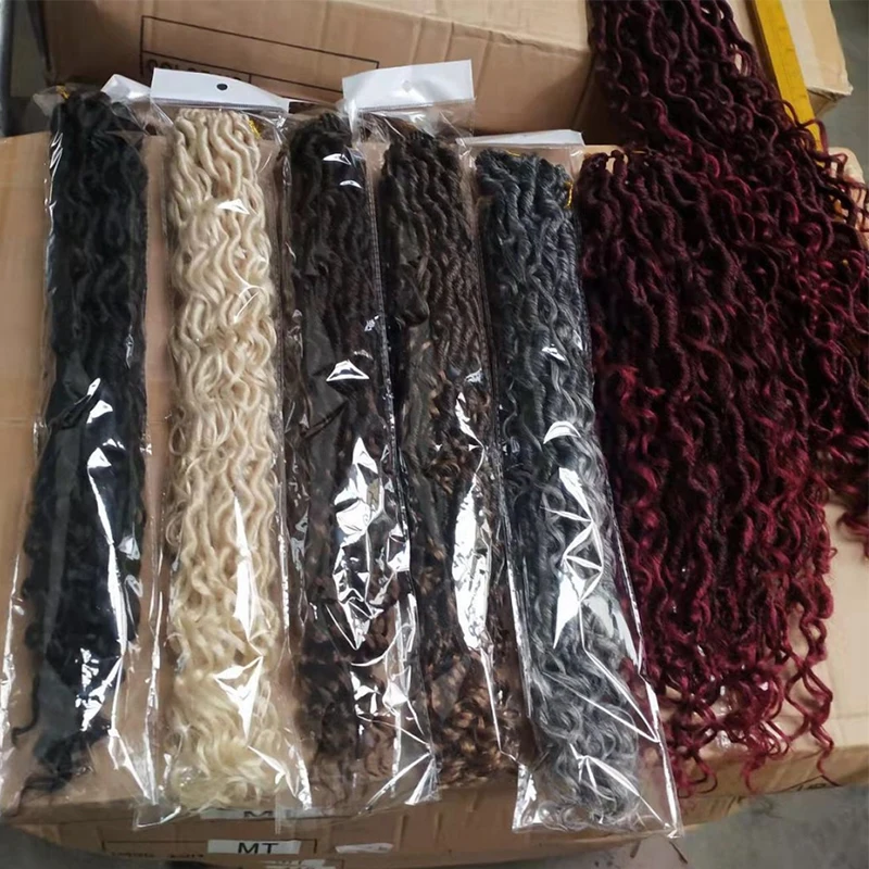 New Goddess Locs Crochet Hair Faux Locs Wavy Crochet Curly Hair Faux Locs Crochet with Curly Ends River Curls Crochet Hair