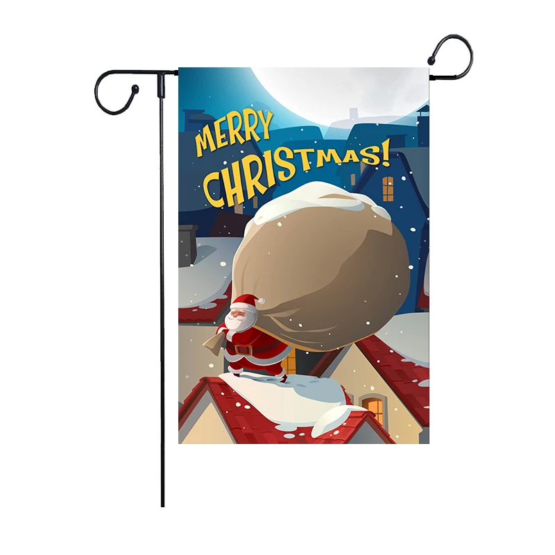Изготовитель на заказ Рождественская тема гномы чулки снег и красный грузовик клетчатый Садовый флаг баннер Бесплатная доставка