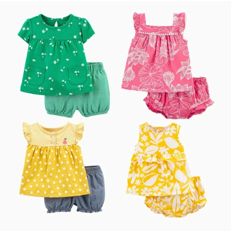 Summer 2 Piece Sets Short Sleeve Shorts Party Skirt Girls Children Clothes 6 Months Kids Suit Baby Girl Clothes 0-3 Months