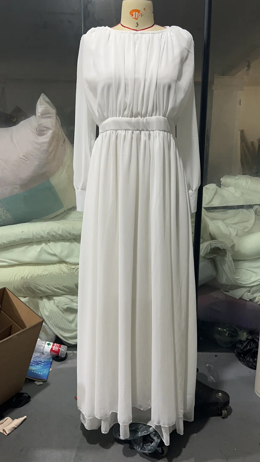 Elegant Long Sleeve White Maxi Dresses Women Evening Party Outfit Spring Fashion Strapless Backless Floor-Length Dress