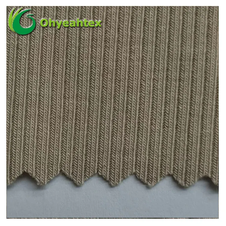 Warehouse 290GSM 44% Recycled Polyester 43%Bamboo 13%Spandex 2x2 Rib Fabric For Sportswear
