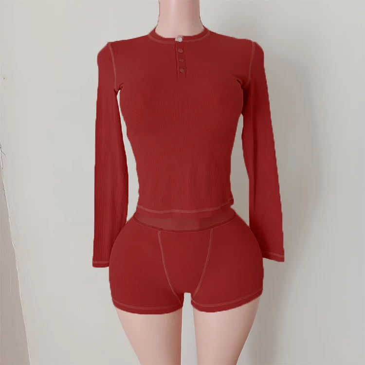 Women  Set Custom Logo Cotton  Loungewear Plus Size Women Sets Cotton Ribbed Lounge Wear Two Piece Set For Women