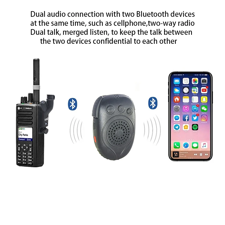 Фабрика хорошего качества беспроводной Двойной Аудио Динамик PTT микрофон Bluetooth Ручной динамик для Motorola walkie talkie