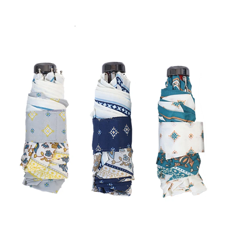 manual open travel umbrella with light weight 20 inch 6 panels 5 folding uv protection pocket parapluie umbrellas