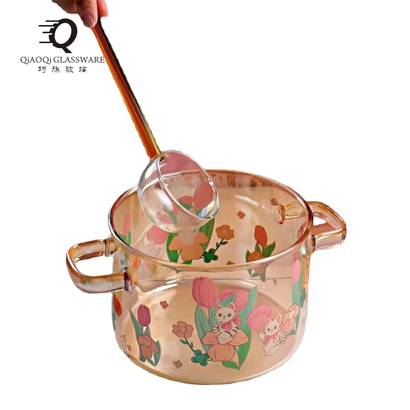 1500ml Manufacturers Direct Love Pink Glass Pot High Borosilicate Glass Pot