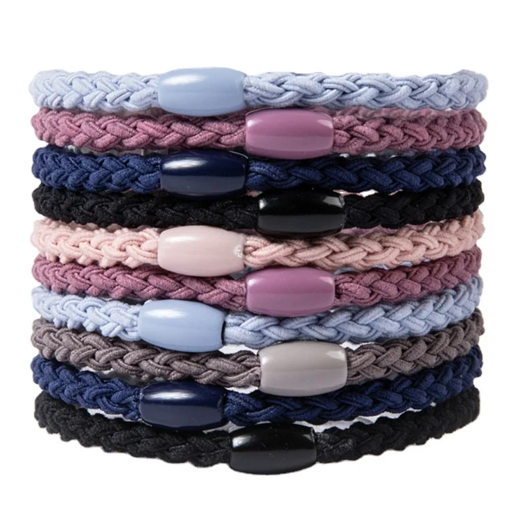 Factory Wholesale Elastic Hair Ties With Bead No Metal Gentle Secure Hold Ponytail Holders No Damage Snagging Braided Hair Band
