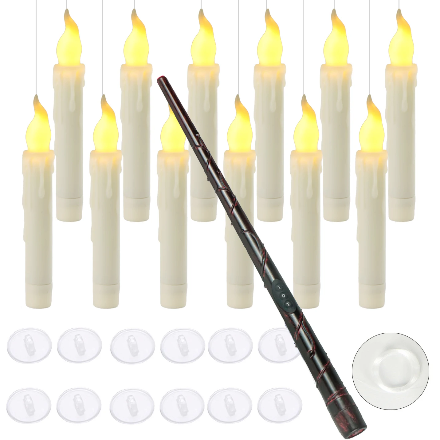 Battery Operated Flameless Floating LED Candle with Wand Remote Magic For Party harry potter birthday decoration