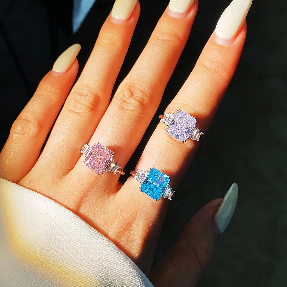 YINSAKI 14K 18K Gold Plated Rhodium Plated Zircon Wedding Ring Engagement Ring 925 Sterling Silver Zircon Ice Out Bridal  Ring