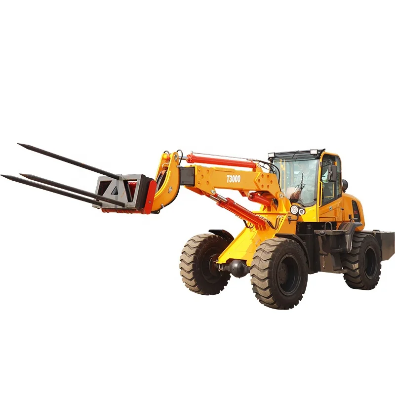 China 3 ton Heavy Telehandler 4WD Telescopic Loader mini 4 Wheel Steering Telescopic Forklift