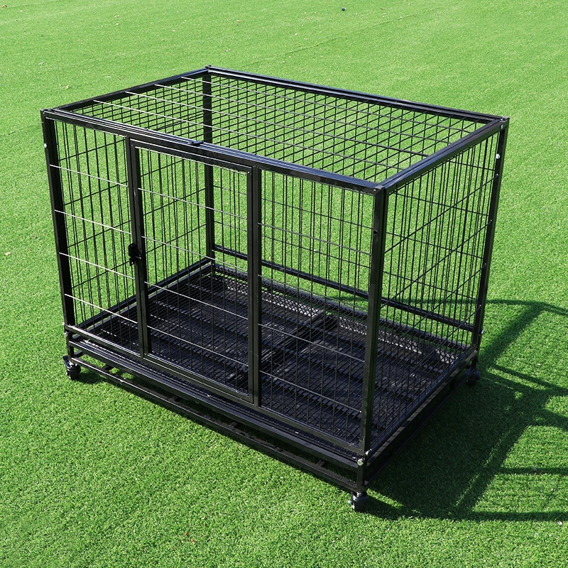 Luxury metal dog crates new design xl xxl black large dog cages stainless steel kennels outdoor with roof for sale
