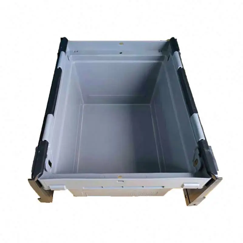 410*300*240 Wholesale cheap moving stackable tote logistics transport folding lid cover plastic crates for vegetables