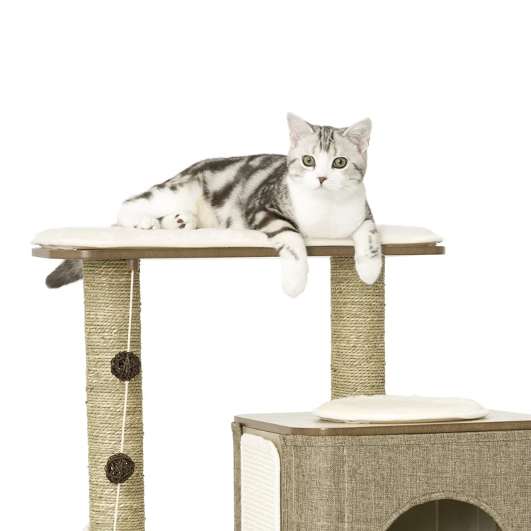 Eco-Friendly Healthy Cat Climbing Tree Multipurpose Cat Indoor Pet House Tree Wooden Tower Luxury Cat Climbing Tower