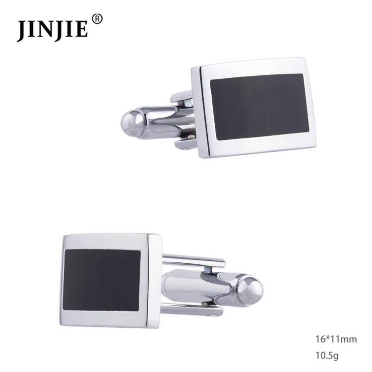 JINJIE Ready to Ship China Factory Cheap Low Price Blank Black Enamel Metal Cufflinks for Men Wholesale