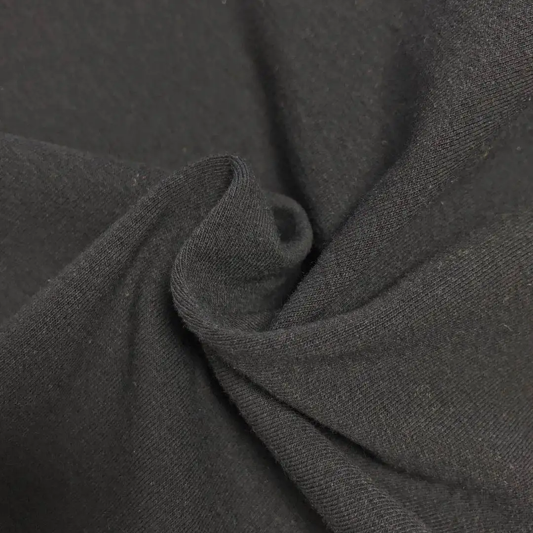 cheap wholesale heavy cotton spandex  black french terry knit fabric for sweater