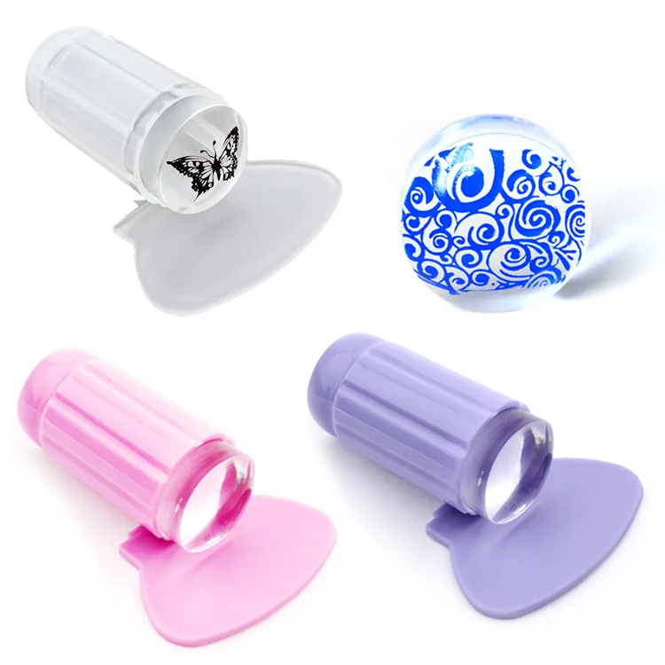 Professional OEM Salon Stamping plate Jelly Silicone  French Nail Art Stamp Set And Scraper For Nail