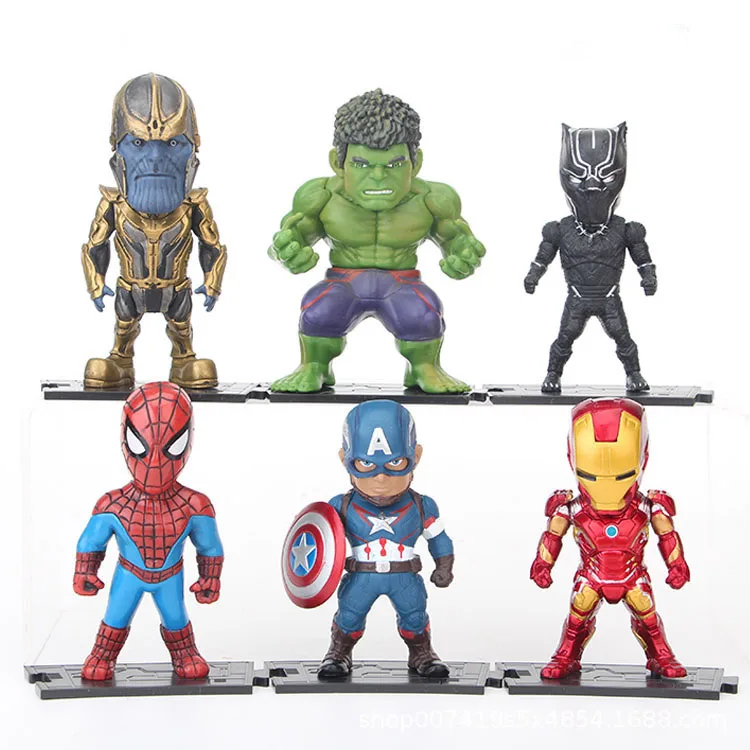 High quality super hero action figure toys Q version super-hero combination hand office model anime toys