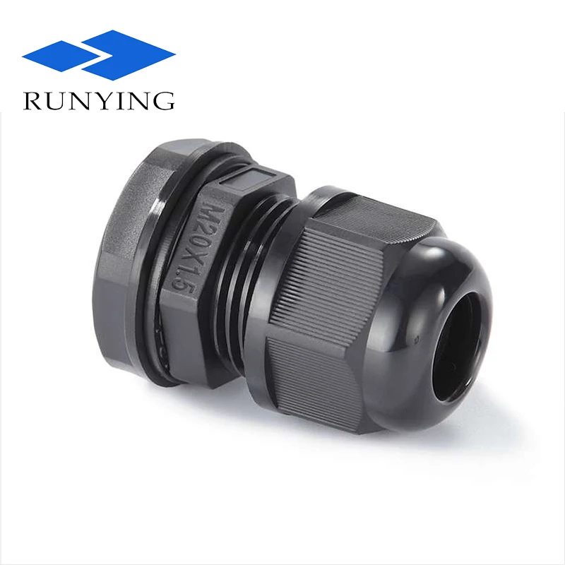 Заводская Высококачественная Метрическая резьба M20, водонепроницаемые пластиковые IP68 нейлоновые регулируемые 14 мм черные кабельные ЖЕЛЕЗЫ
