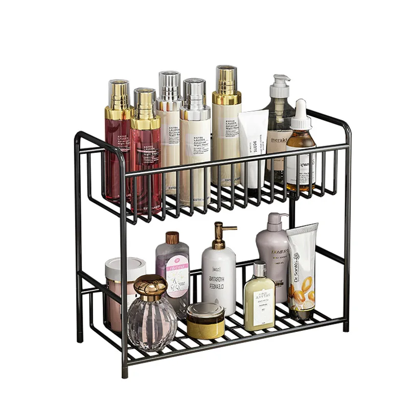 Multi-function 2 Tier Towel Rack Iron Bathroom Accessories Corner Shelf