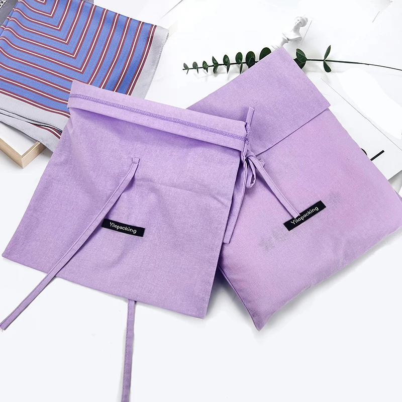 SHUNFA Custom Cotton Envelope Dust Bag for T-Shirt Clothes Packaging Bag with Woven Label Eco Friendly Gift Pouch Bag